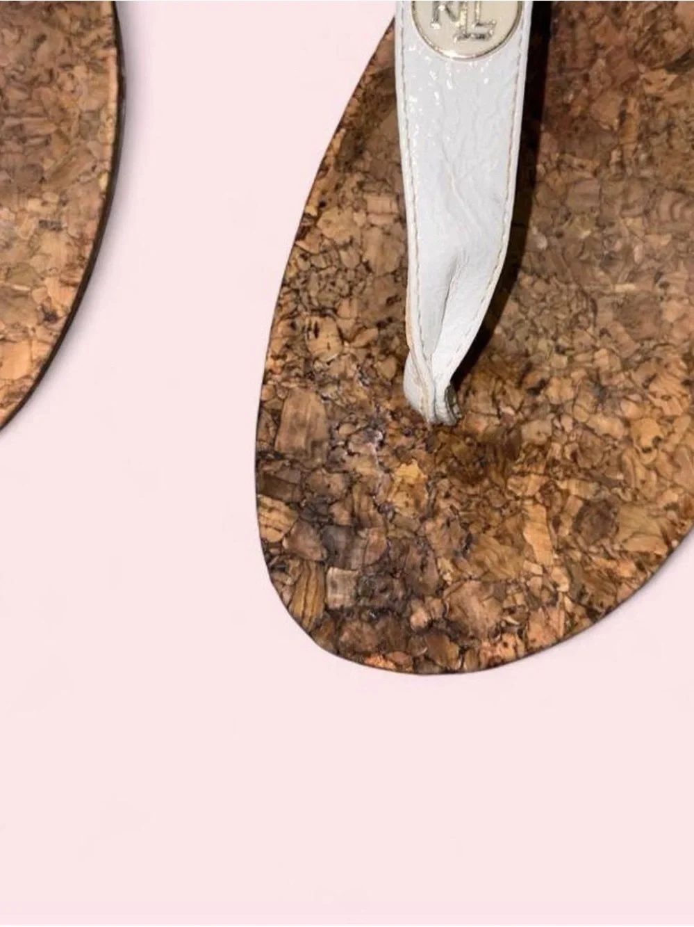 Lauren Ralph Lauren White Cork Thong Sandals